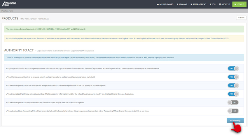 Accounting4Me Agreement To Authority